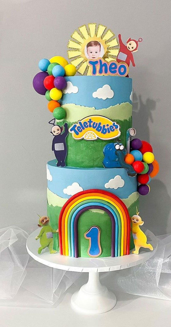 Cute Rainbow Cake Ideas For You Colourful Dessert : Teletubbies First Birthday Cake