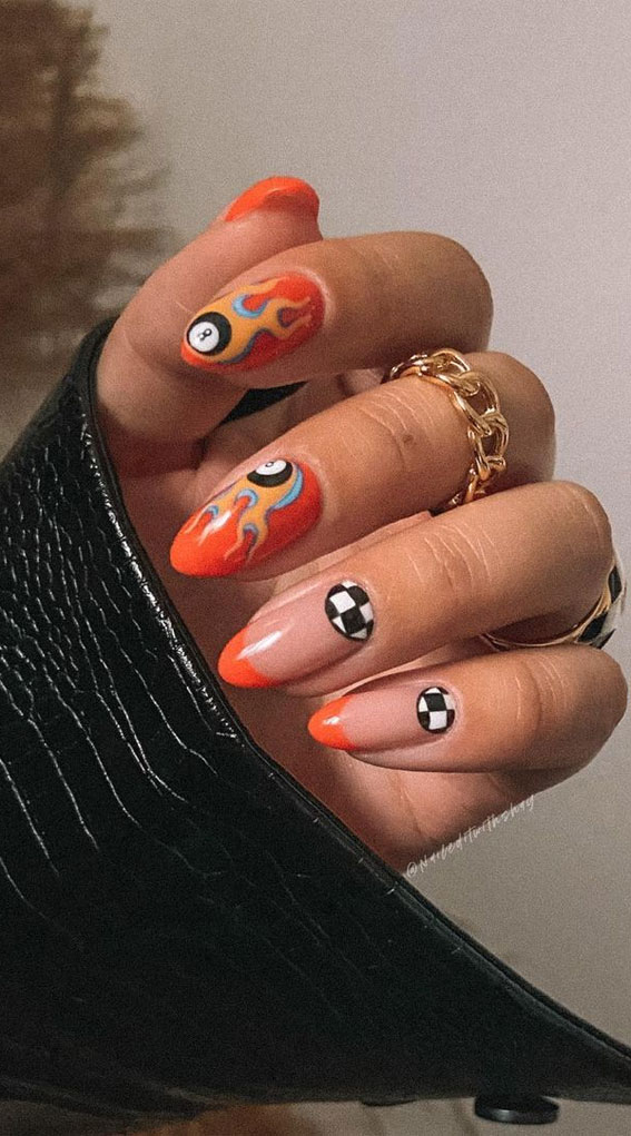 35 Aesthetic Retro Nail Designs For A Spring Mani : Hot Flame