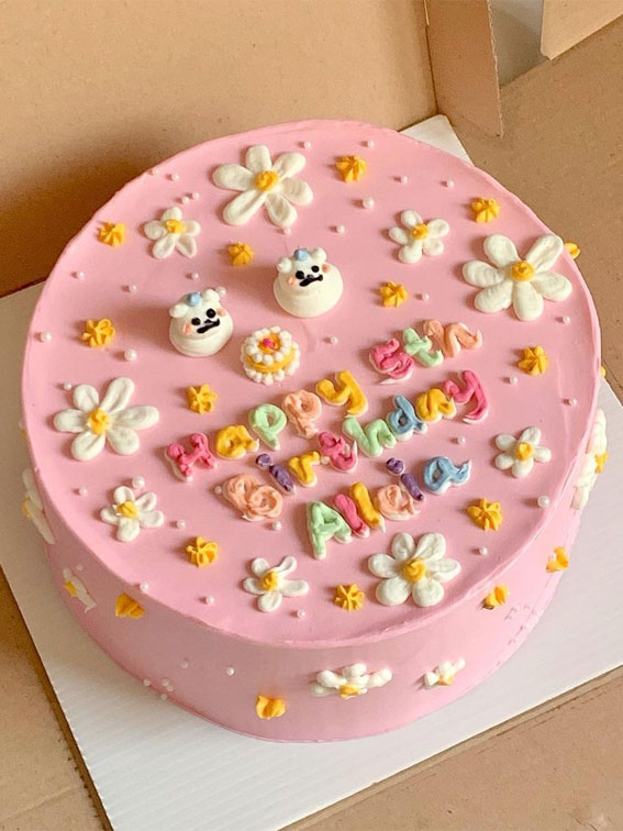 50+Cute Minimalist Buttercream Cakes : Baby Pink Cake + Daisies