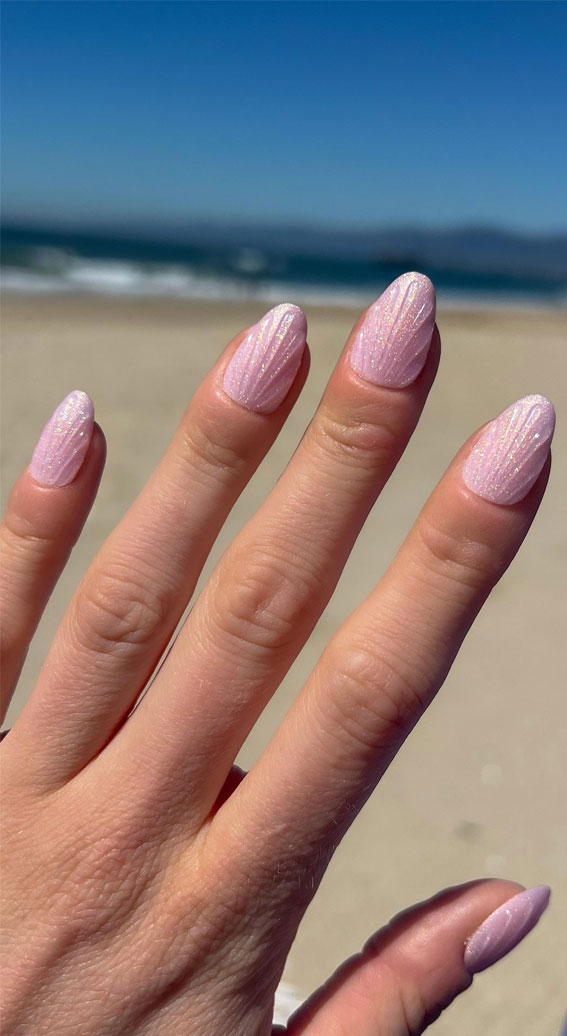 50+ Cute Summer Nail Designs : Shimmery Pink Mermaid Vibe