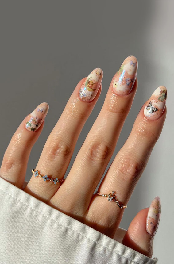 50+ Cute Summer Nail Designs : Angel & Cloud Nails