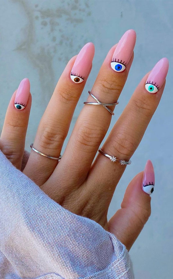 50+ Cute Summer Nail Designs : Eye Cuff Nails