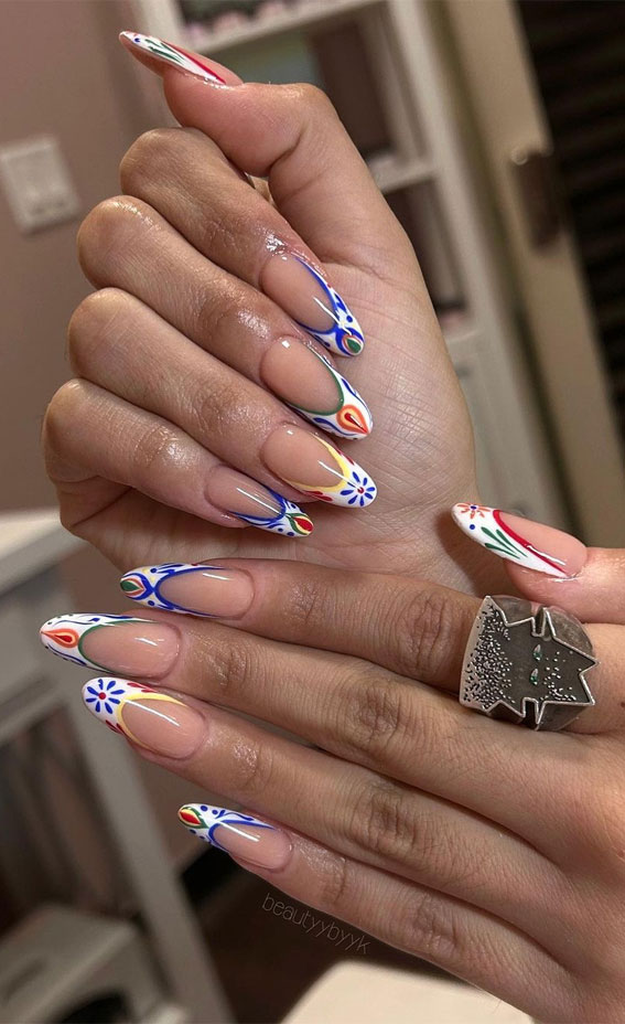 20 Celebrate Summer with Fiesta-inspired Nail Art Designs : Fiesta French Tip Nails