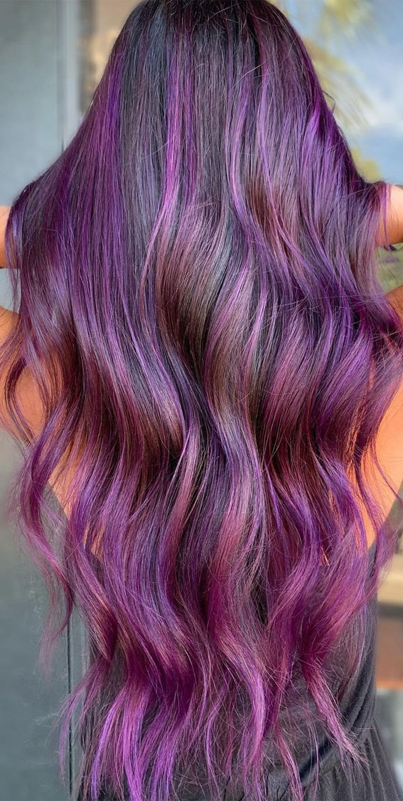 Alluring Hair Colour Ideas For Trendsetters : Purple Balayage