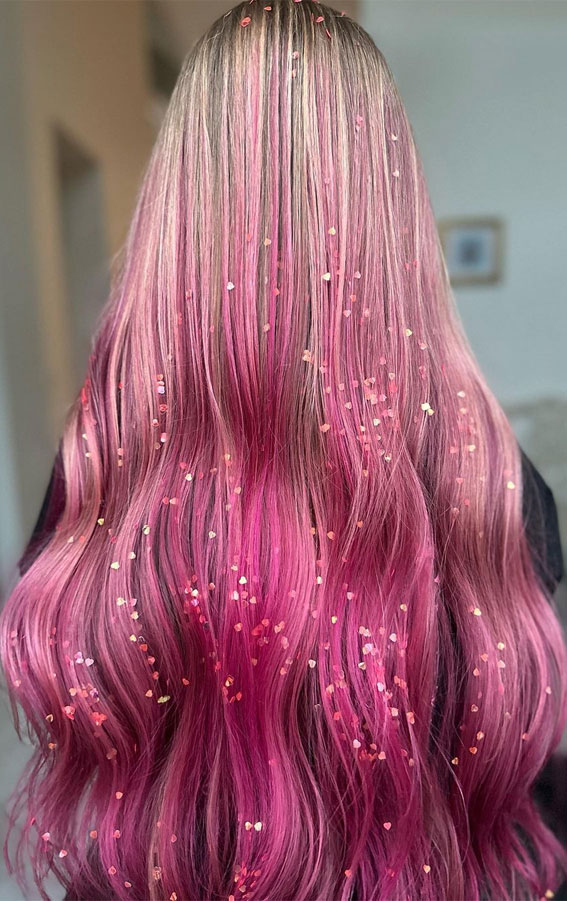 Alluring Hair Colour Ideas For Trendsetters : Sparkly Pink Balayage
