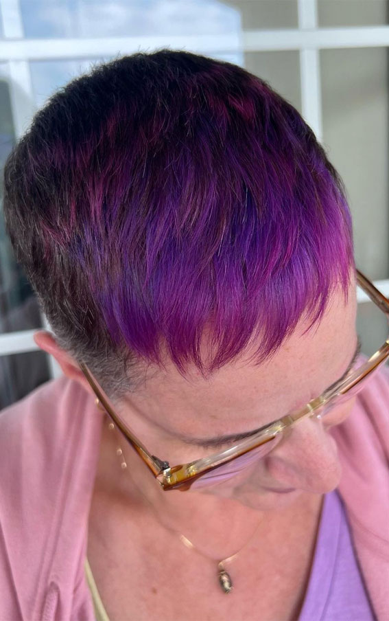 Empowering Hair Colour Ideas for All Ages : Purple Nova Pixie