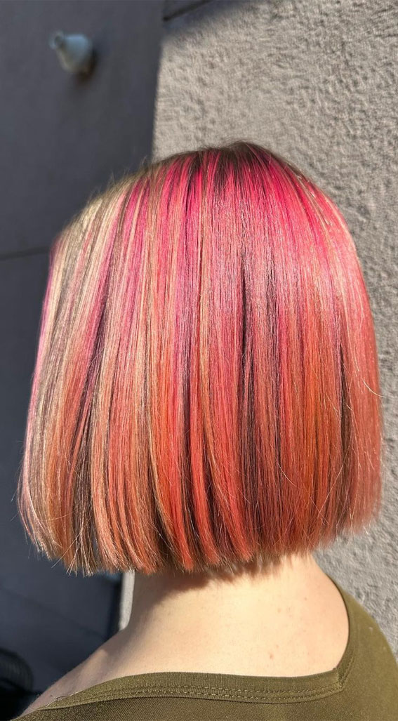Empowering Hair Colour Ideas for All Ages : Raspberry & Orange Sherbet