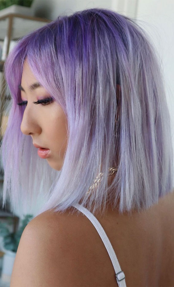Empowering Hair Colour Ideas For All Ages : Silver Lavender Bob