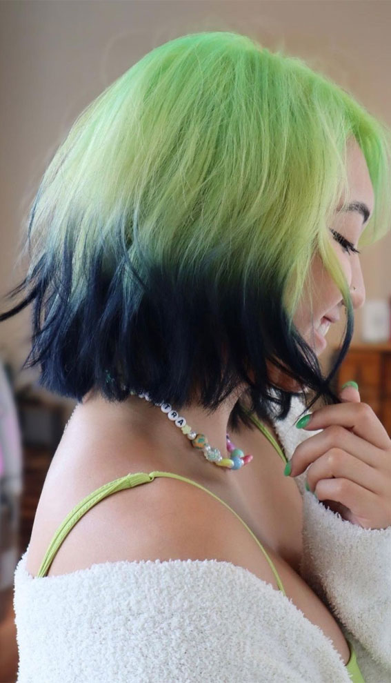 Empowering Hair Colour Ideas For All Ages : Black & Neon Green