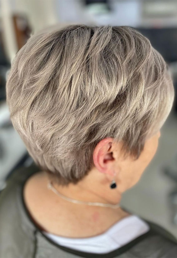 Empowering Hair Colour Ideas for All Ages : Ash Tone Pixie