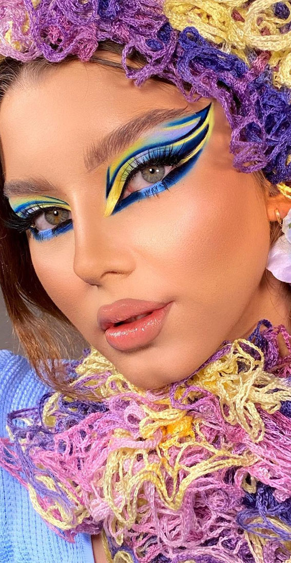 Bold and Bright Summer Makeup Vibrant & Daring : Blue & Yellow