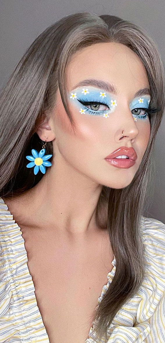 Bold and Bright Summer Makeup Vibrant & Daring : Daisies on Blue Eyeshadow