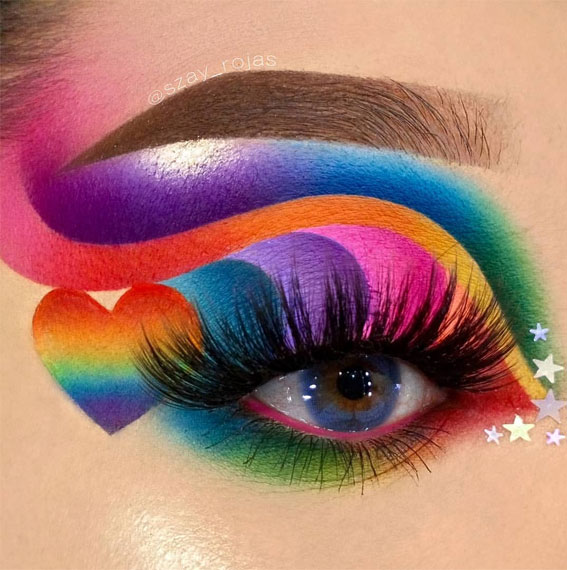 Bold and Bright Summer Makeup Vibrant & Daring : Rainbow Hearts