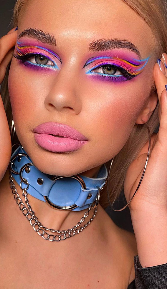 Bold and Bright Summer Makeup Vibrant & Daring : Shades of Pink & Blue