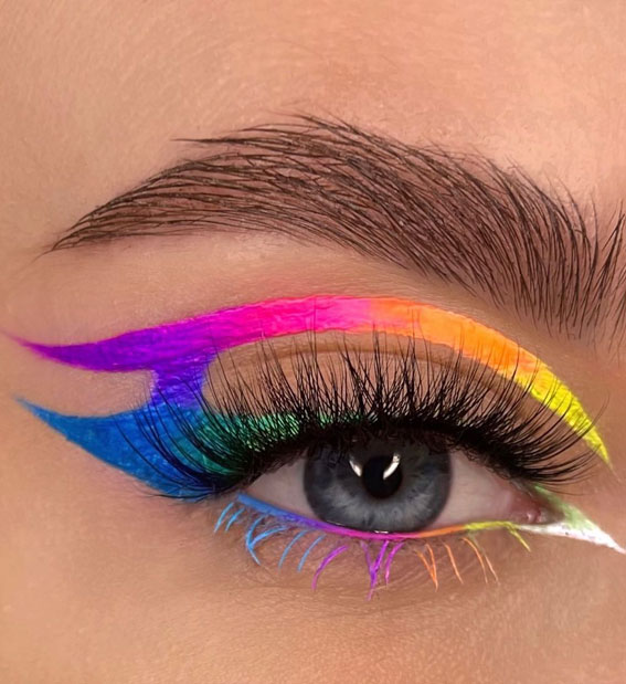 Bold and Bright Summer Makeup Vibrant & Daring : Rainbow Graphic Lines