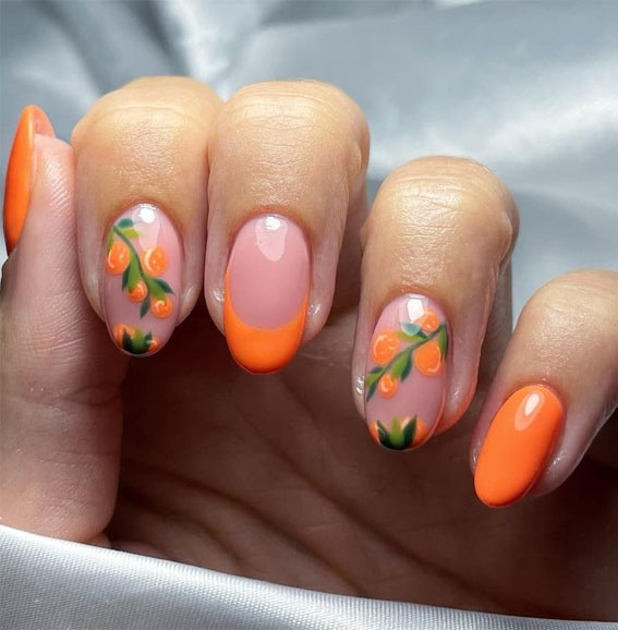 Refreshing Nail Art Inspired by Zesty Summertime Citrus Fruit : Orange French Tip Nails