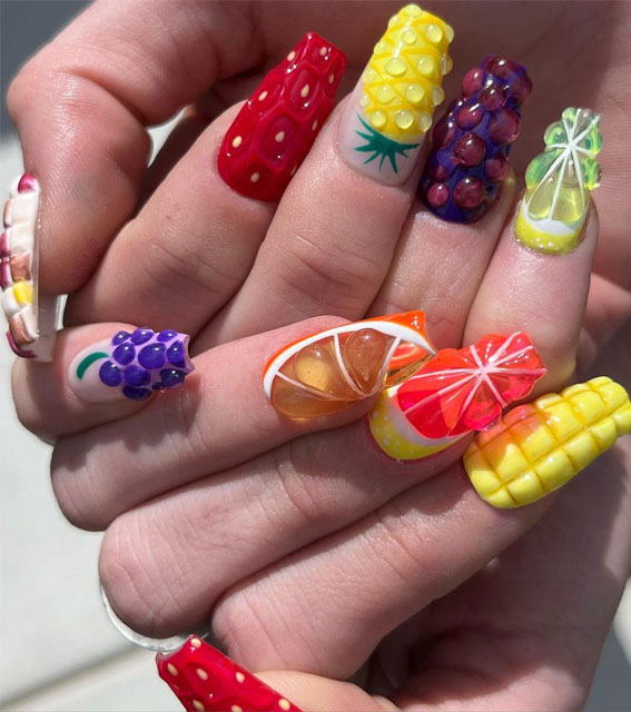 Refreshing Nail Art Inspired by Zesty Summertime Citrus Fruit : 3D Fruit Nails