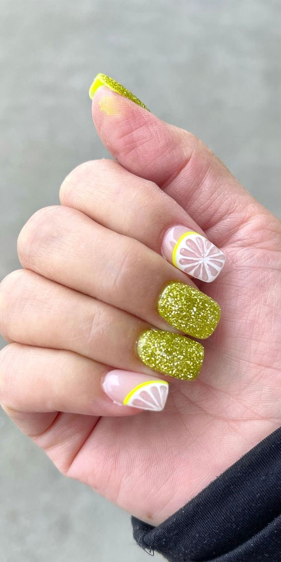 Refreshing Nail Art Inspired by Zesty Summertime Citrus Fruit : Lemon Soda