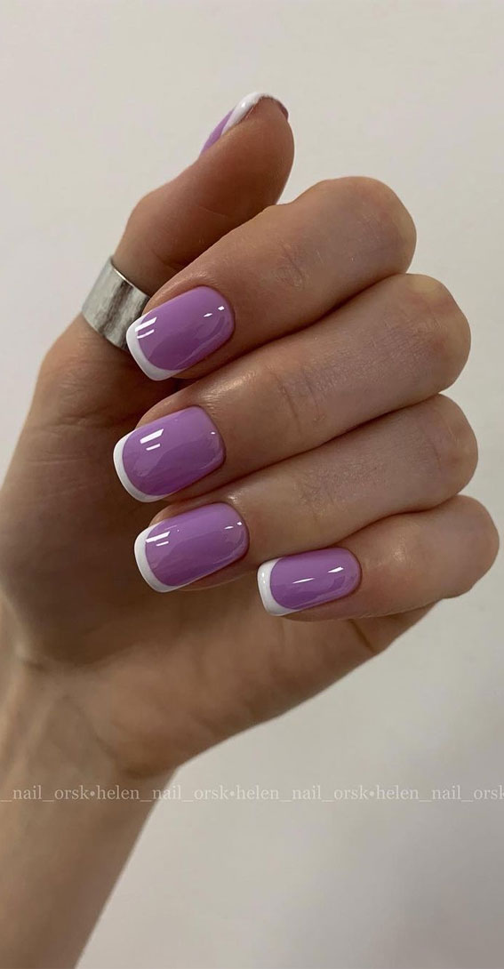 Dive into Summer with Vibrant Nail Art Designs : Purple Nails White Tips
