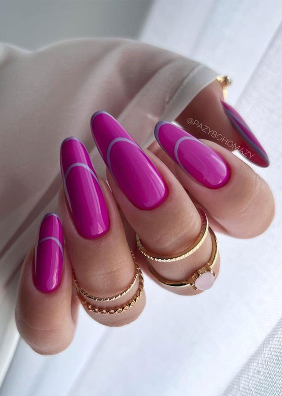 Dive into Summer with Vibrant Nail Art Designs : Magenta Double French Nails
