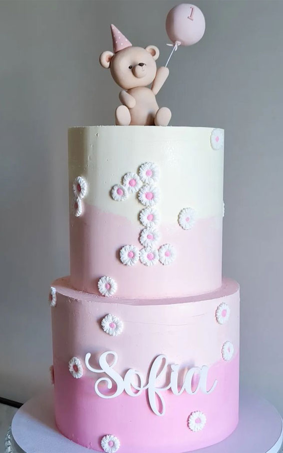 A Cake To Celebrate Your Little One : Ombre Pink Cake for 1st Birthday