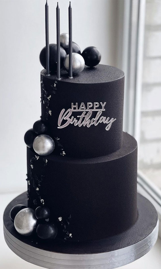 50 Birthday Cake Ideas to Mark Another Year of Joy : Two Tier Black Birthday Cake