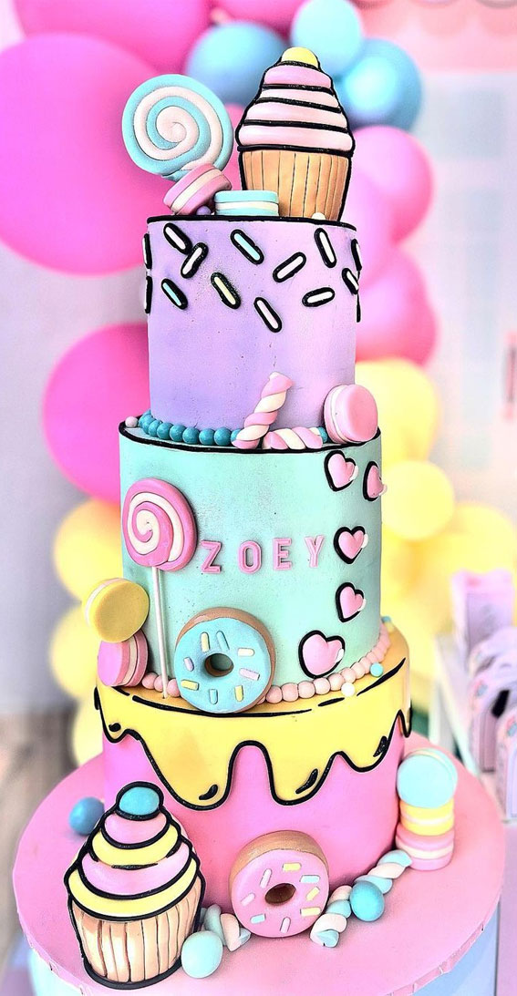 50 Layers of Happiness Birthday Cakes that Delight : Comic Candyland Cake