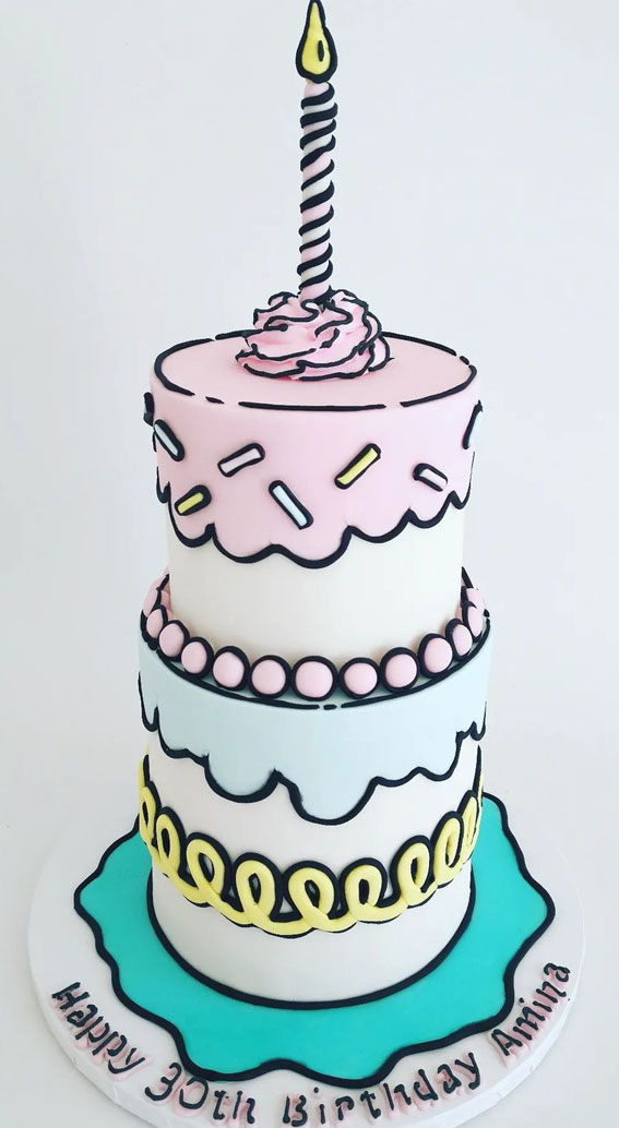 50 Layers of Happiness Birthday Cakes that Delight : Two Tier Comic Cake