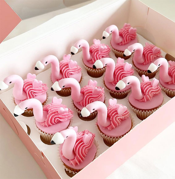42 Heavenly Delights A Collection of Gourmet Cupcakes : Mini flamingo cupcakes