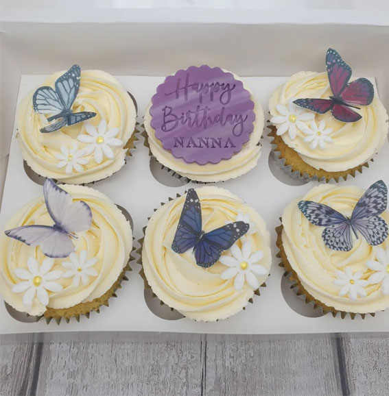 42 Heavenly Delights A Collection of Gourmet Cupcakes : Blue & Purple Butterfly Cupcakes