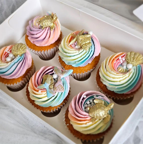 42 Heavenly Delights A Collection of Gourmet Cupcakes : Rainbow Mermaid Cupcakes