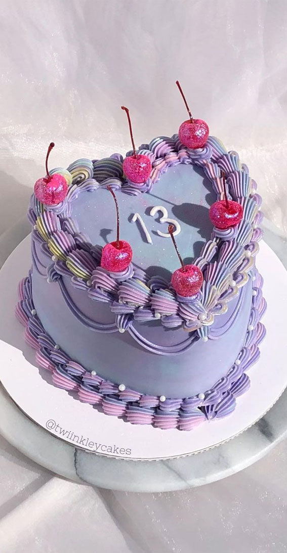 50 Birthday Cake Ideas to Mark Another Year of Joy : Lavender Colour Buttercream Cake
