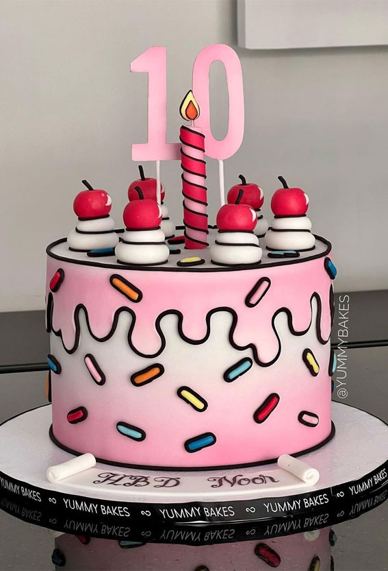 50 Birthday Cake Ideas to Mark Another Year of Joy : Comic Birthday Cake for 10th Birthday