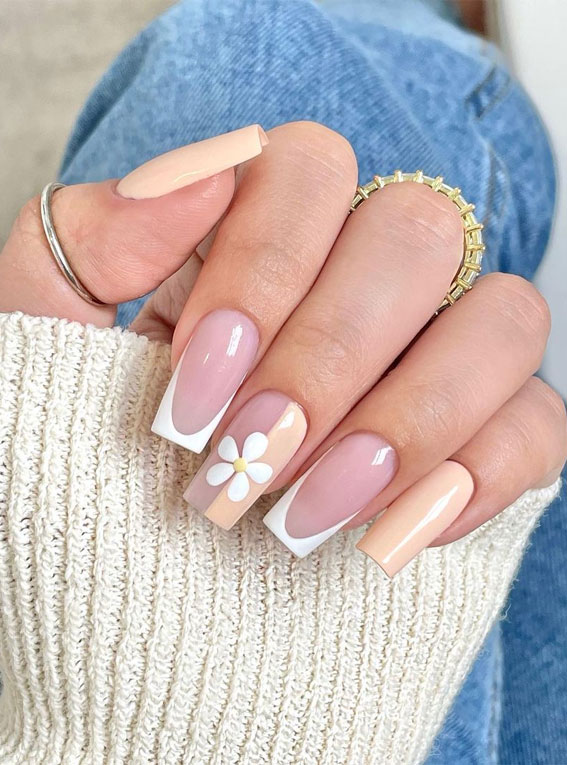 40+ Best Spring Nail Art Designs : Half Sage Half White Short Nails