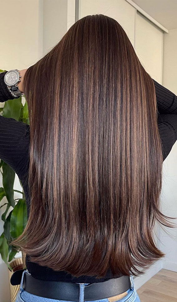 50 Exciting Hair Colour Ideas & Hairstyles for Brunettes : Chocolate Brown Balayage