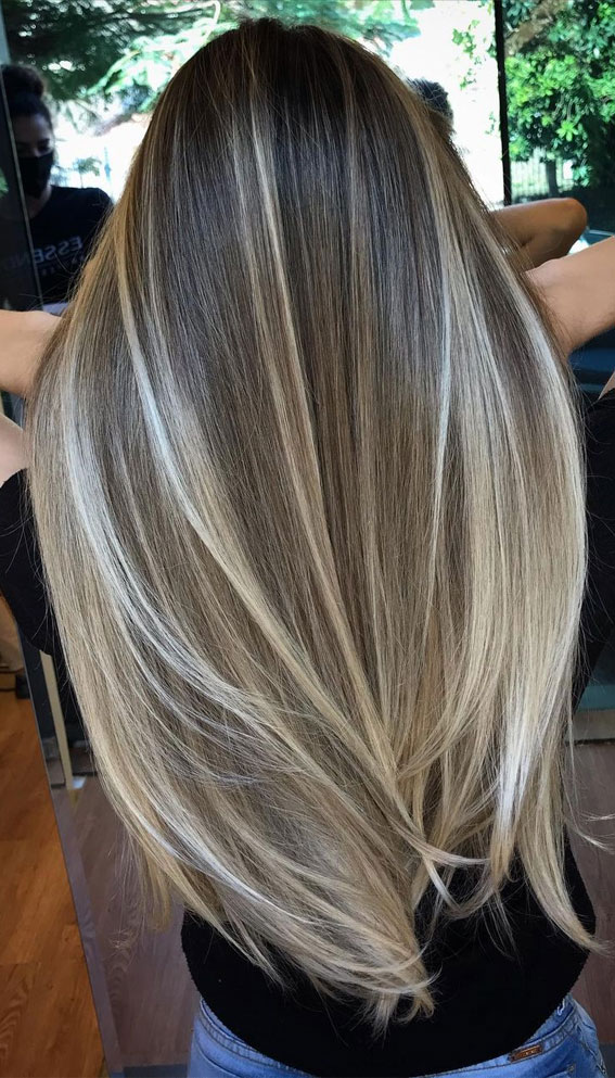 50 Exciting Hair Colour Ideas & Hairstyles for Brunettes : Platinum Blonde Balayage