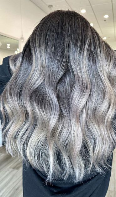 50 Exciting Hair Colour Ideas & Hairstyles for Brunettes : Silver Pearl