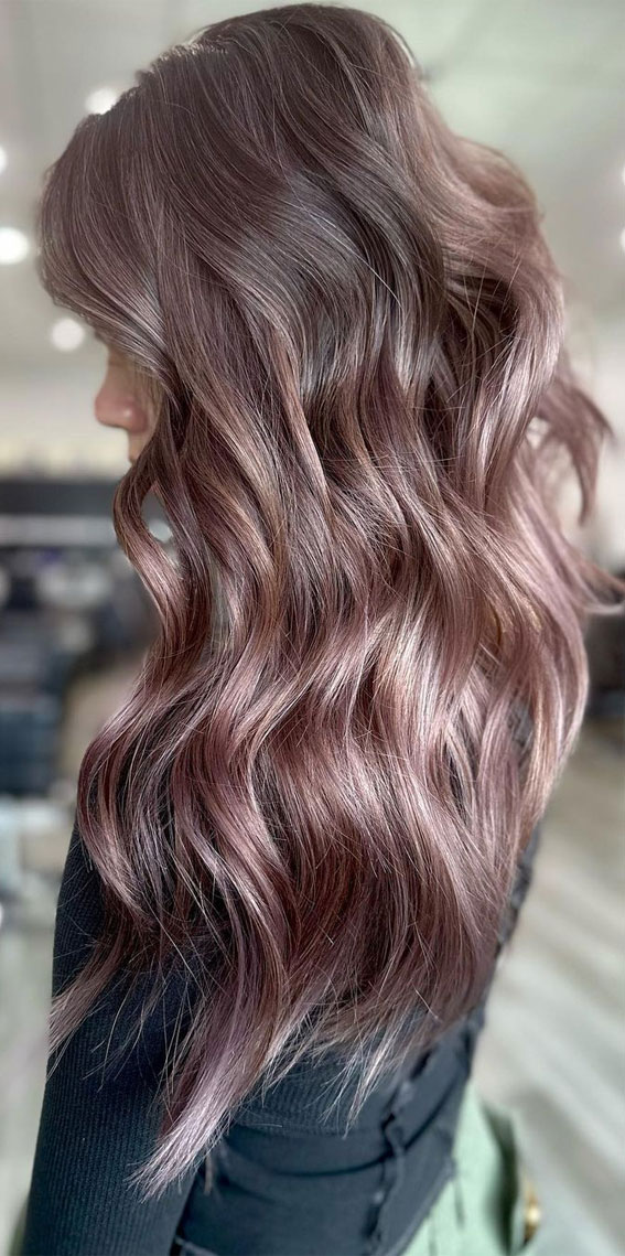 50 Exciting Hair Colour Ideas & Hairstyles for Brunettes : Mushroom Mauve