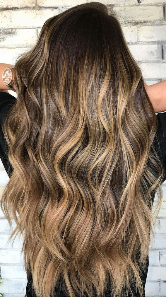 50 Exciting Hair Colour Ideas & Hairstyles for Brunettes : Salted Caramel S’more