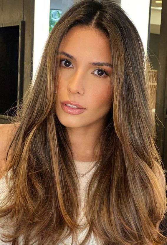 50 Inspiring Hair Colour Ideas for All Ages : Light Brown Balayage with Caramel Face Framing