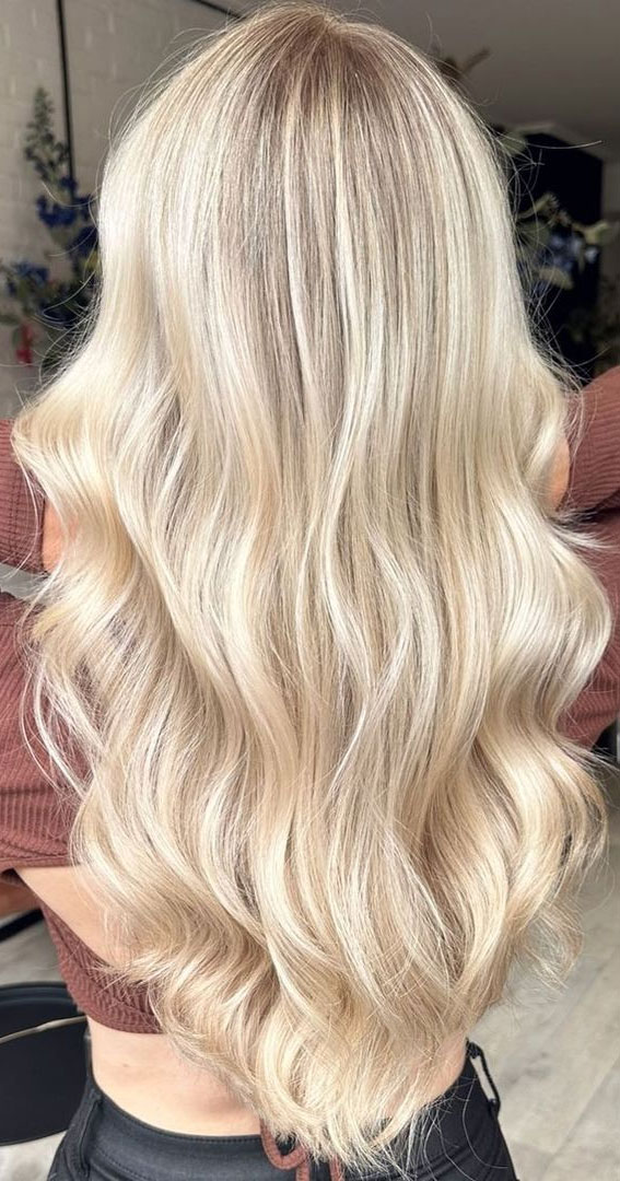 50 Inspiring Hair Colour Ideas for All Ages : Butter Blonde Long Hair Soft Waves