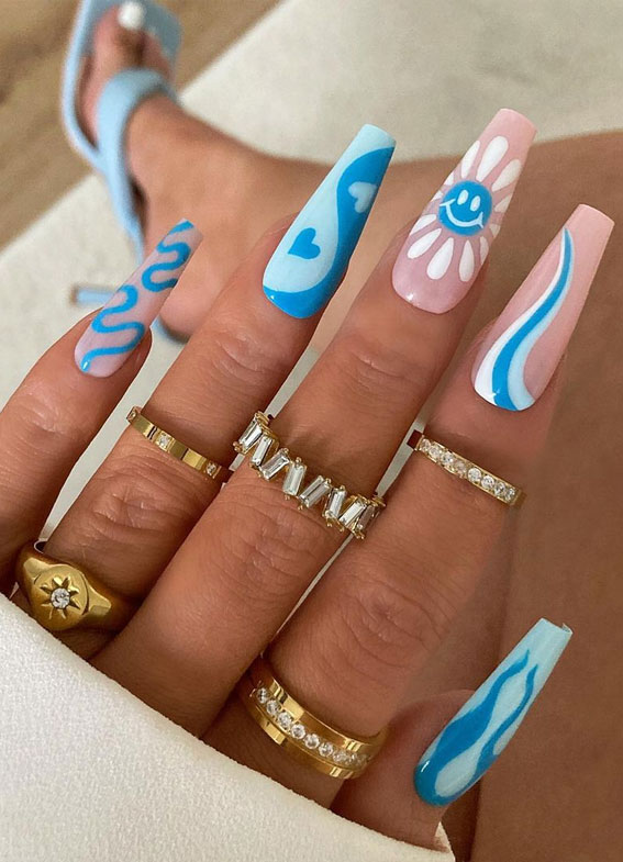 Celebrate Summer with These Cute Nail Art Designs Sunshine Blue