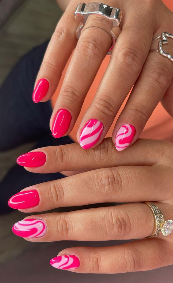 Celebrate Summer With These Cute Nail Art Designs : Swirl Pink Nails