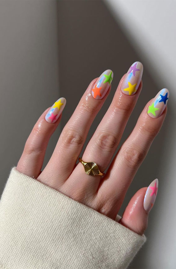 Celebrate Summer with These Cute Nail Art Designs : Colorful Stars