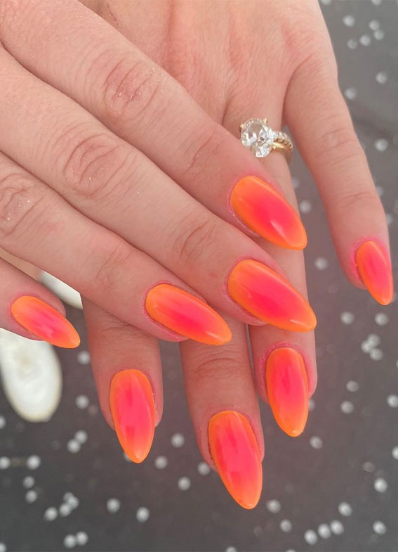 Celebrate Summer With These Cute Nail Art Designs : Pink n Orange Aura Nails