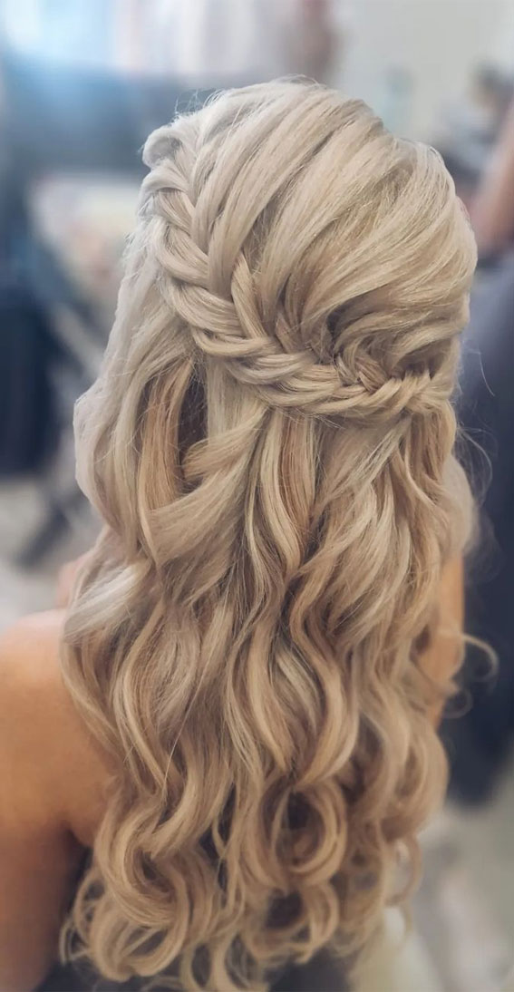 27 Effortlessly Beautiful Hairstyles for a Bohemian Wedding : Fishtail braids and a soft curl
