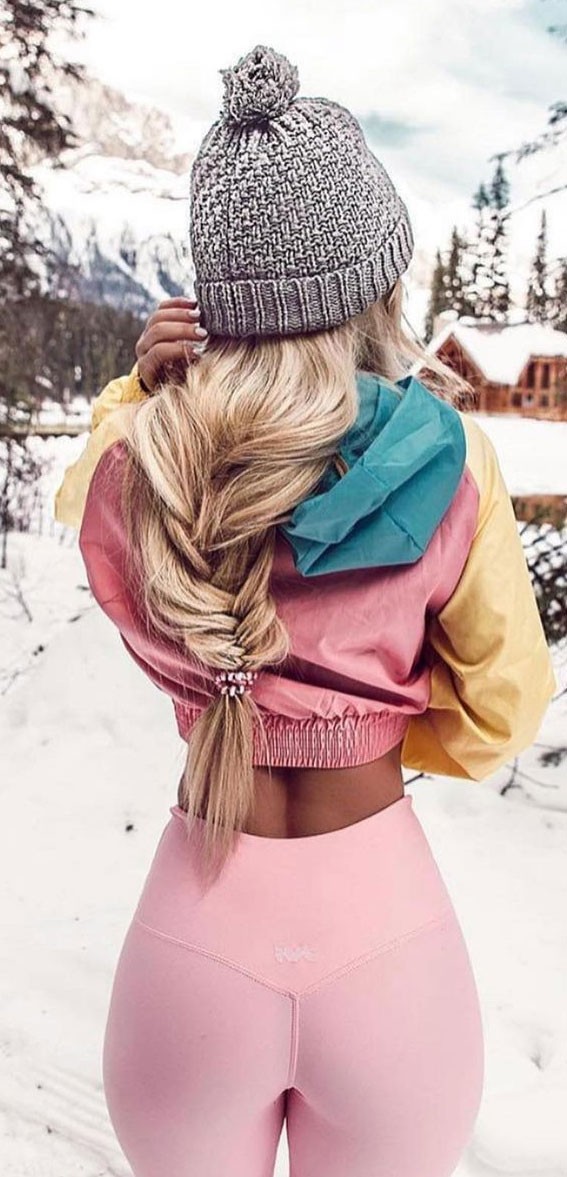 33 Cute & Trendy Hairstyle Ideas With Braids : Easy Braid with Woolly Hat