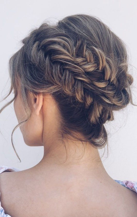 33 Cute & Trendy Hairstyle Ideas With Braids : Double Faux Fishtail Braided Updo
