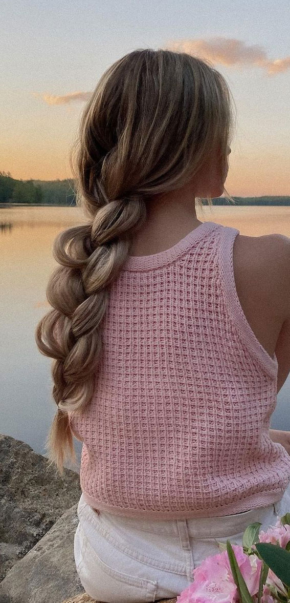 33 Cute & Trendy Hairstyle Ideas With Braids : Simple Chunky Braid
