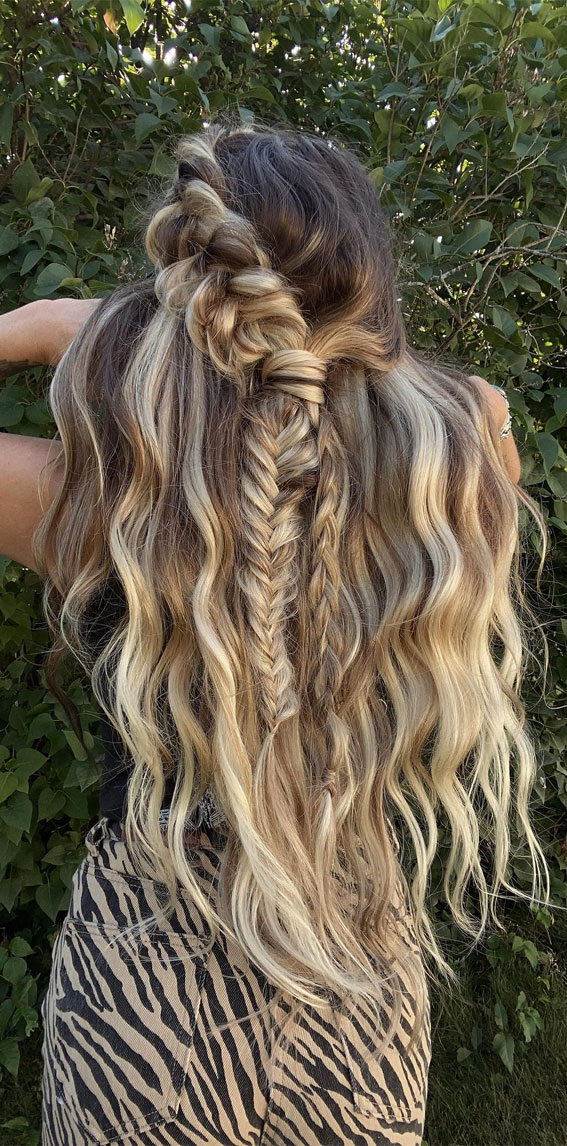33 Cute & Trendy Hairstyle Ideas With Braids : Braided Head Band Half Up